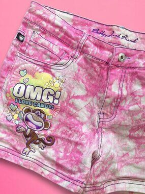 Vintage Y2K Bobby Jack tie dye I love candy kids shorts